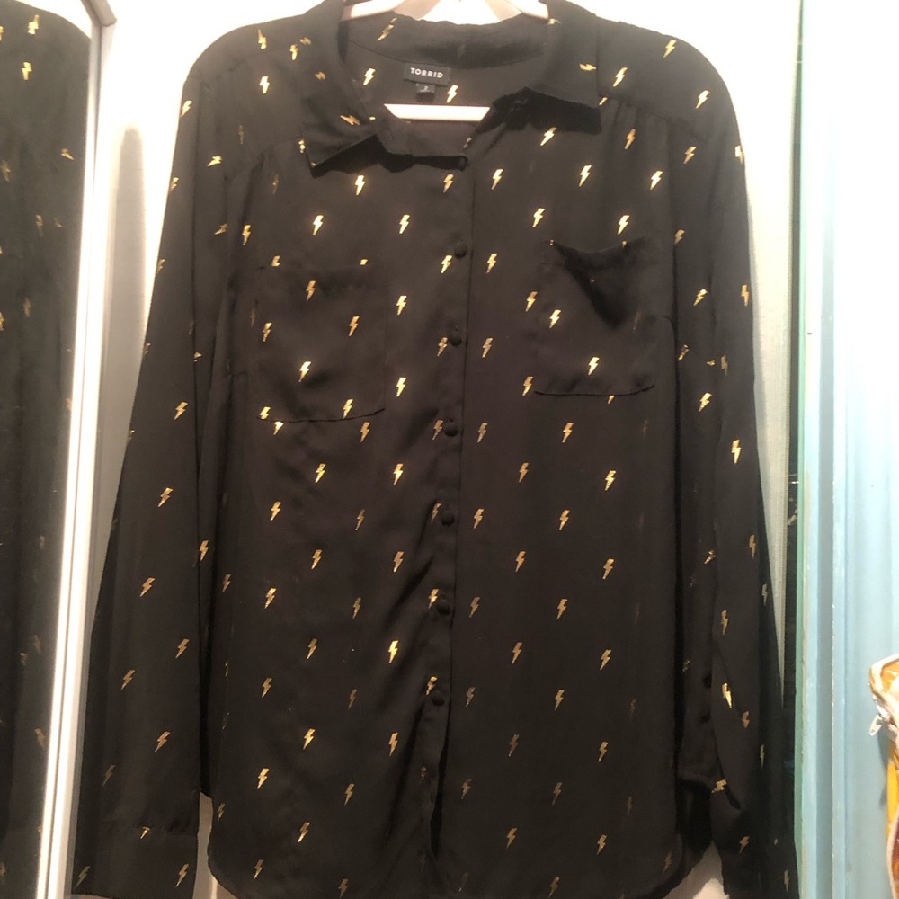 Torrid Button Up Black Blouse